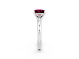White gold Princess Cut Garnet Solitaire Engagement Ring with Round Band and Four-Prong Setting_2