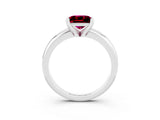 White gold Princess Cut Garnet Solitaire Engagement Ring with Round Band and Four-Prong Setting_3