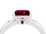 White gold Princess Cut Garnet Solitaire Engagement Ring with Round Band and Four-Prong Setting_4