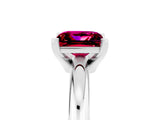 White gold Princess Cut Garnet Solitaire Engagement Ring with Round Band and Four-Prong Setting_5