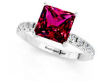 White gold Princess Cut Garnet Solitaire Pavé Band with Four-Prong Setting_1