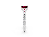 White gold Princess Cut Garnet Solitaire Pavé Band with Four-Prong Setting_2