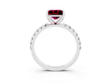 White gold Princess Cut Garnet Solitaire Pavé Band with Four-Prong Setting_3