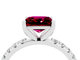 White gold Princess Cut Garnet Solitaire Pavé Band with Four-Prong Setting_4