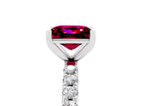White gold Princess Cut Garnet Solitaire Pavé Band with Four-Prong Setting_5
