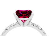 White gold Princess Cut Garnet Solitaire Pavé Engagement Ring with Round Band and Prong Setting_16