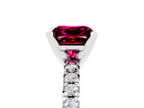 White gold Princess Cut Garnet Solitaire Pavé Engagement Ring with Round Band and Prong Setting_17