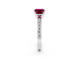 White gold Princess Cut Garnet Solitaire Pavé Engagement Ring with Round Band and Prong Setting_80