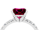 White gold Princess Cut Garnet Solitaire Pavé Engagement Ring with Round Band and Prong Setting_82