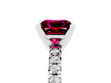 White gold Princess Cut Garnet Solitaire Pavé Engagement Ring with Round Band and Prong Setting_83
