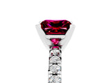 White gold Princess Cut Garnet Solitaire Pavé Engagement Ring with Round Band and Prong Setting_95