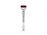 White gold Princess Cut Garnet Solitaire Ring with Cathedral Setting and Pavé Band_2