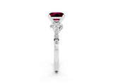 White gold Princess Cut Garnet Solitaire Ring with Crossover Gallery and Round  Pavé Band_14