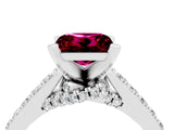 White gold Princess Cut Garnet Solitaire Ring with Crossover Gallery and Round  Pavé Band_16