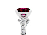White gold Princess Cut Garnet Solitaire Ring with Crossover Gallery and Round  Pavé Band_17