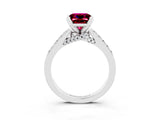 White gold Princess Cut Garnet Solitaire Ring with Crossover Gallery and Round  Pavé Band_39