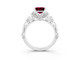 White gold Princess Cut Garnet Solitaire Ring with Filigree Band and Four-Prong Setting_39