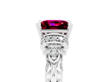 White gold Princess Cut Garnet Solitaire Ring with Filigree Band and Four-Prong Setting_41