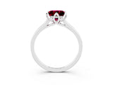 White gold Princess Cut Garnet Solitaire Ring with Flower Prong Setting and Classic Band_15