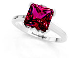White gold Princess Cut Garnet Solitaire Ring with Flower Prong Setting and Classic Band_61