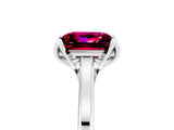 White gold Princess Cut Garnet Solitaire Ring with Flower Prong Setting and Classic Band_65