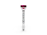 White gold Princess Cut Garnet Solitaire Ring with Pavé Accents and Four-Prong Setting_2