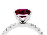 White gold Princess Cut Garnet Solitaire Ring with Pavé Accents and Four-Prong Setting_4