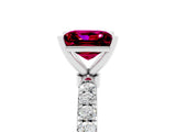 White gold Princess Cut Garnet Solitaire Ring with Pavé Accents and Four-Prong Setting_5