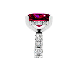 White gold Princess Cut Garnet Solitaire Ring with Pavé Band and Four-Prong Setting_17