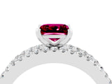 White gold Princess Cut Garnet Solitaire Ring with Pavé and Channel Set Band_4