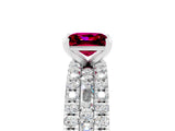 White gold Princess Cut Garnet Solitaire Ring with Pavé and Channel Set Band_5