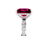 White gold Princess Cut Garnet Solitaire Ring with Pave Band and Four Prong Setting_29