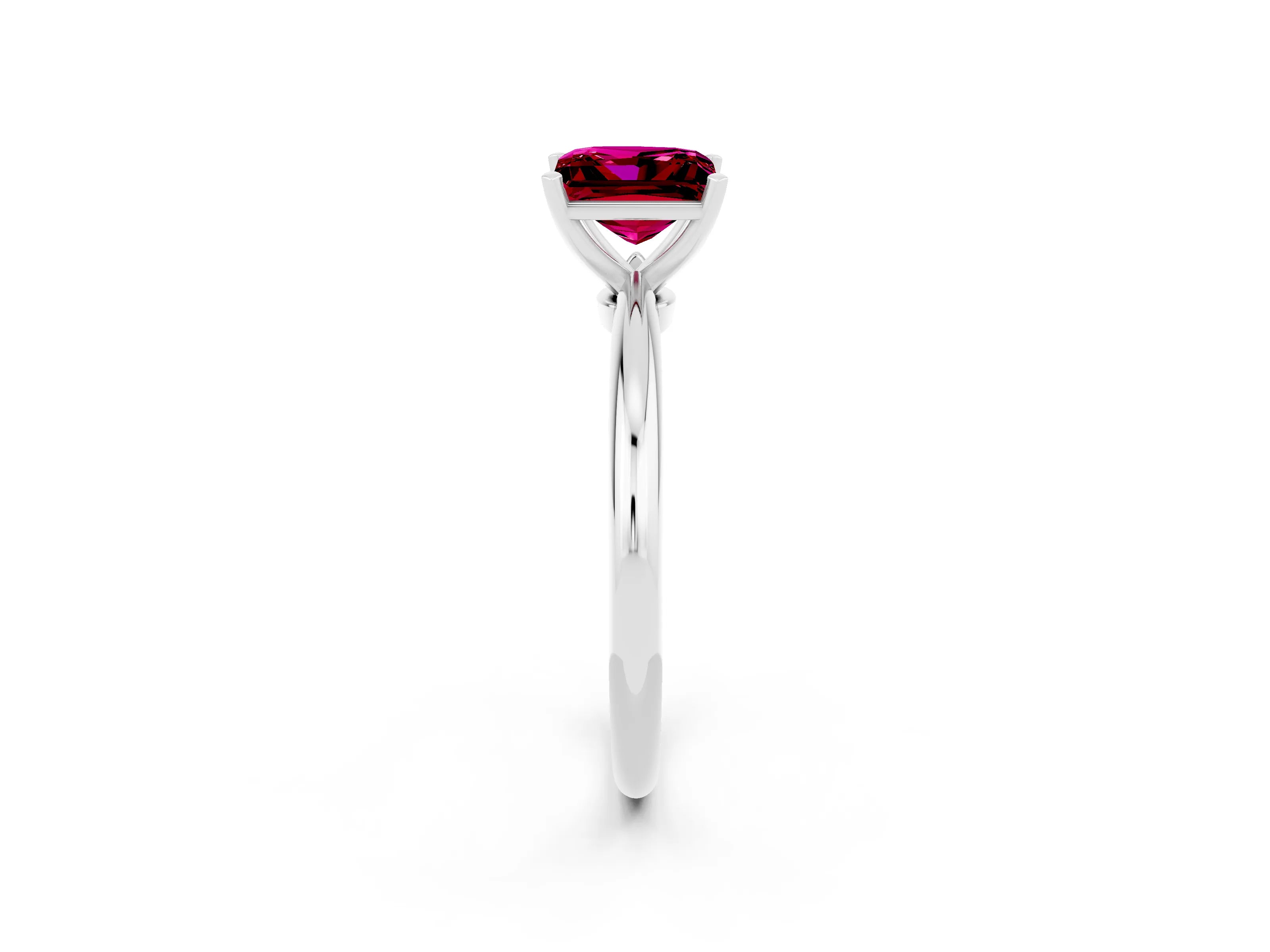 White gold Princess Cut Garnet Solitaire Ring with Six-Prong Setting and Classic Band_26