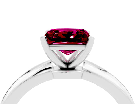 White gold Princess Cut Garnet Solitaire Ring with Six-Prong Setting and Classic Band_28