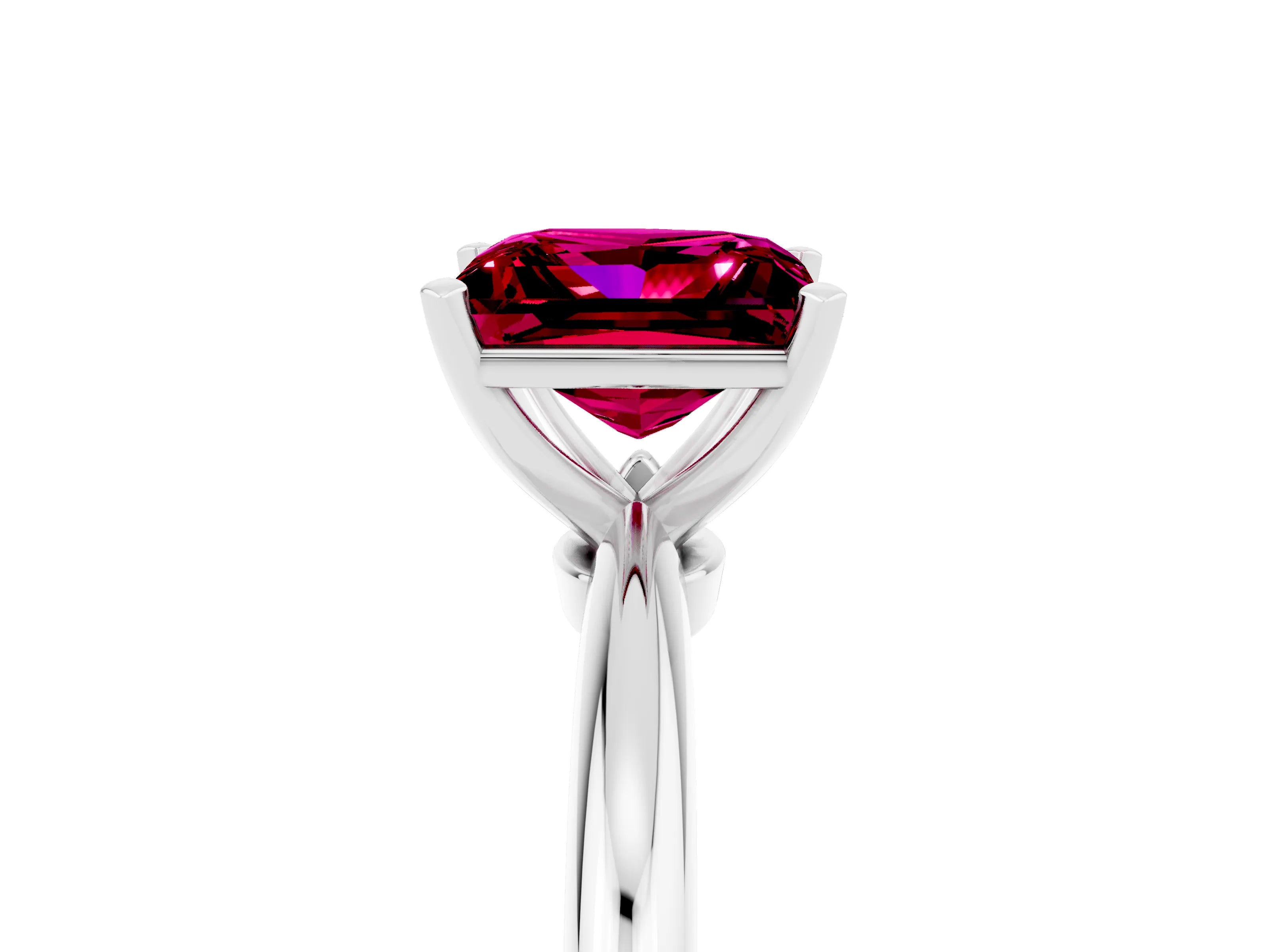 White gold Princess Cut Garnet Solitaire Ring with Six-Prong Setting and Classic Band_29