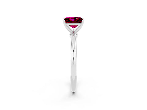 White gold Princess Cut Garnet Solitaire Ring with Six-Prong Setting and Classic Band_38