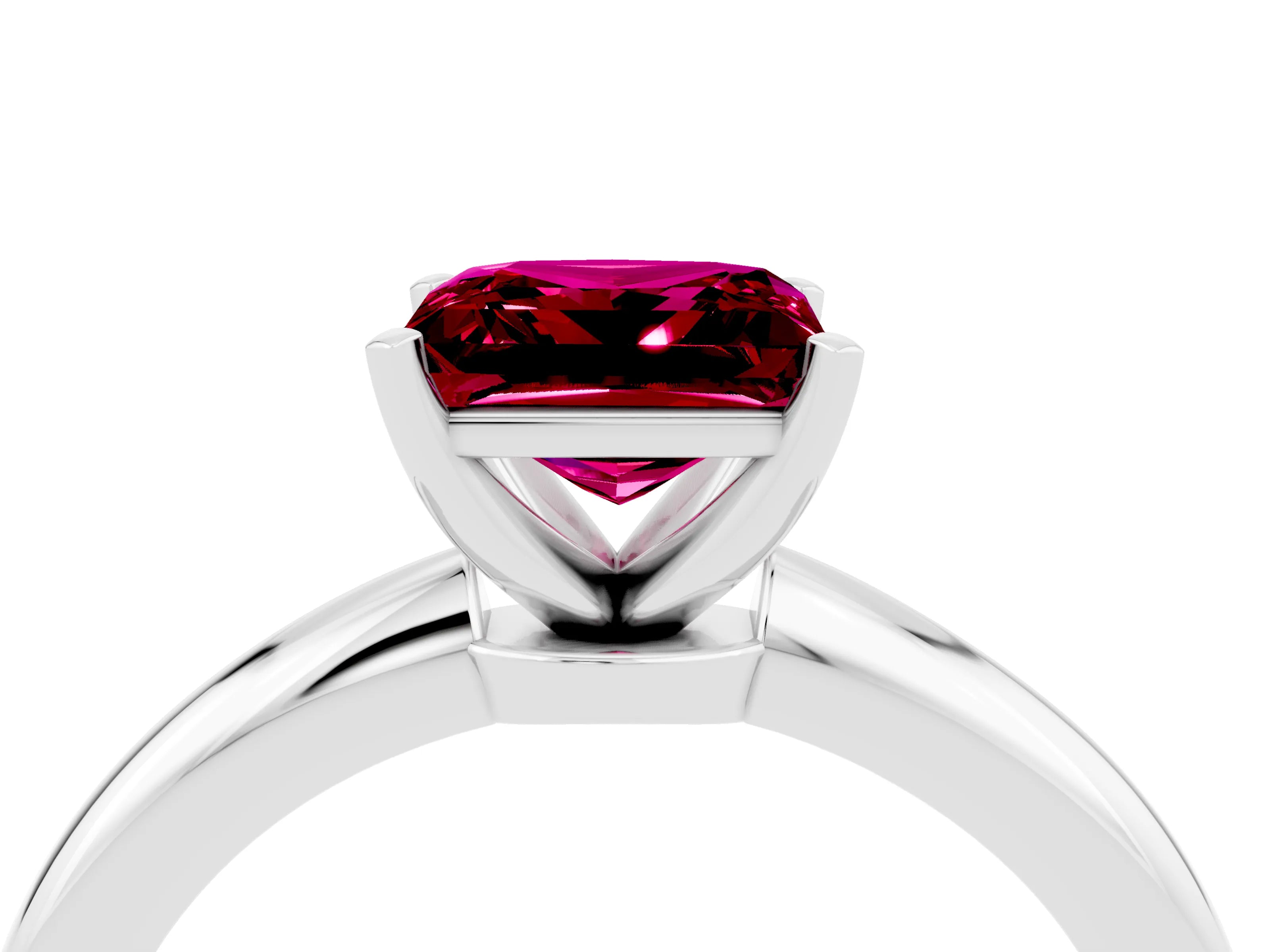 White gold Princess Cut Garnet Solitaire Ring with Six-Prong Setting and Classic Band_40