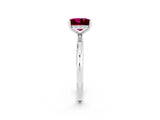 White gold Princess Cut Garnet Solitaire Ring with Thin Band and Four-Prong Setting_2