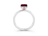 White gold Princess Cut Garnet Solitaire Ring with Thin Band and Four-Prong Setting_3