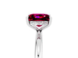 White gold Princess Cut Garnet Solitaire Ring with Thin Band and Four-Prong Setting_5