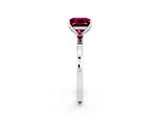 White gold Princess Cut Garnet Solitaire Ring with Thin Band and Prong Setting_14
