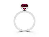 White gold Princess Cut Garnet Solitaire Ring with Thin Band and Prong Setting_15