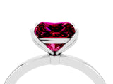 White gold Princess Cut Garnet Solitaire Ring with Thin Band and Prong Setting_16