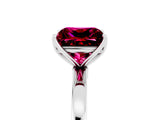 White gold Princess Cut Garnet Solitaire Ring with Thin Band and Prong Setting_17