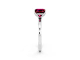 White gold Princess Cut Garnet Solitaire Ring with Thin Band and Prong Setting_38