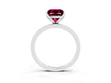 White gold Princess Cut Garnet Solitaire Ring with Thin Band and Prong Setting_39