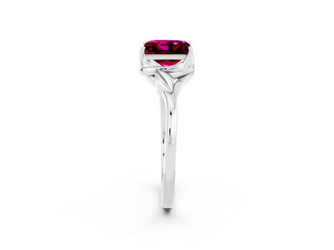 White gold Princess Cut Garnet Solitaire Ring with Twist Band and Four-Prong Setting_38