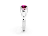 White gold Princess Cut Garnet Solitaire Ring with Wide Band and Prong Setting_2