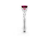 White gold Princess Cut Garnet Solitaire Twist Band Prong Setting Ring_56