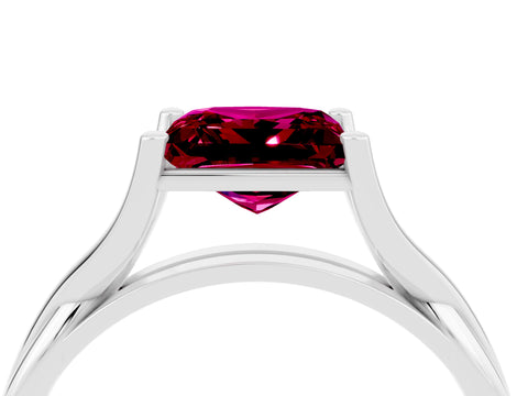 White gold Princess Cut Garnet Solitaire Twist Band Prong Setting Ring_58